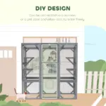 Large Wooden Catio Outdoor with 6 Jumping Platforms, Sunshine Panel Roof, for 1-3 Cats, 59" x 28" x 60", Gray - Image 5