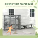Large Wooden Catio Outdoor with 6 Jumping Platforms, Sunshine Panel Roof, for 1-3 Cats, 59" x 28" x 60", Gray - Image 6