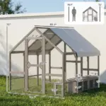 PawHut Large Wooden Chicken Coop for 8-10 Hens, Walk-in Chicken Run with Waterproof Cover, Nesting Boxes and Perches - Image 2