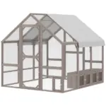 PawHut Large Wooden Chicken Coop for 8-10 Hens, Walk-in Chicken Run with Waterproof Cover, Nesting Boxes and Perches