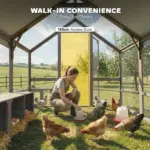 PawHut Large Wooden Chicken Coop for 8-10 Hens, Walk-in Chicken Run with Waterproof Cover, Nesting Boxes and Perches - Image 4