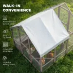 PawHut Large Wooden Chicken Coop for 8-10 Hens, Walk-in Chicken Run with Waterproof Cover, Nesting Boxes and Perches - Image 5