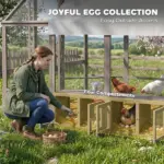 PawHut Large Wooden Chicken Coop for 8-10 Hens, Walk-in Chicken Run with Waterproof Cover, Nesting Boxes and Perches - Image 6