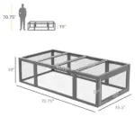 Large Wooden Rabbit Hutch Gray Small Animal Habitat with Outdoor Run Lockable Doors - Image 3