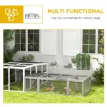 Large Wooden Rabbit Hutch Gray Small Animal Habitat with Outdoor Run Lockable Doors - Image 6