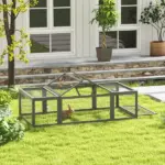 Large Wooden Rabbit Hutch Gray Small Animal Habitat with Outdoor Run Lockable Doors - Image 8