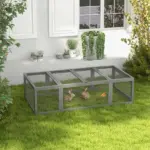 Large Wooden Rabbit Hutch Gray Small Animal Habitat with Outdoor Run Lockable Doors - Image 9
