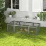 Large Wooden Rabbit Hutch Gray Small Animal Habitat with Outdoor Run Lockable Doors - Image 10