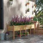 Outsunny Large Wooden Raised Garden Bed Elevated Planter Box with Legs Bed Liner Drain Holes 74x18x26 - Image 2