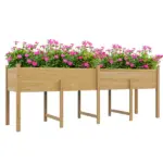 Outsunny Large Wooden Raised Garden Bed Elevated Planter Box with Legs Bed Liner Drain Holes 74x18x26 - Image 11