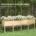 Outsunny Large Wooden Raised Garden Bed Elevated Planter Box with Legs Bed Liner Drain Holes 74x18x26 - Image 4