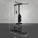 Lat Pull Down Machine, High / Low Pulley Machine with Adjustable Seat and Flip-Up Footplate, Black - Image 3