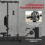 Lat Pull Down Machine, High / Low Pulley Machine with Adjustable Seat and Flip-Up Footplate, Black - Image 5