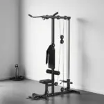 Lat Pull Down Machine, High / Low Pulley Machine with Adjustable Seat and Flip-Up Footplate, Black - Image 8