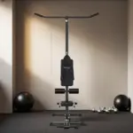 Lat Pull Down Machine, High / Low Pulley Machine with Adjustable Seat and Flip-Up Footplate, Black - Image 9