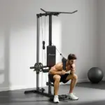 Lat Pull Down Machine, High / Low Pulley Machine with Adjustable Seat and Flip-Up Footplate, Black - Image 10
