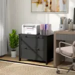 HOMCOM Lateral File Cabinet, 2 Drawer Filing Cabinet with Adjustable Hanging Bar for Letter, A4 and Legal Size, Black - Image 2