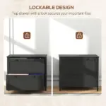 HOMCOM Lateral File Cabinet, 2 Drawer Filing Cabinet with Adjustable Hanging Bar for Letter, A4 and Legal Size, Black - Image 6