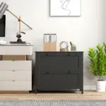 HOMCOM Lateral File Cabinet, 2 Drawer Filing Cabinet with Adjustable Hanging Bar for Letter, A4 and Legal Size, Black - Image 7
