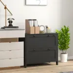 HOMCOM Lateral File Cabinet, 2 Drawer Filing Cabinet with Adjustable Hanging Bar for Letter, A4 and Legal Size, Black - Image 10