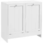 Kleankin Laundry Efficiency: White 2-Compartment Tilt-Out Hamper Storage Cabinet