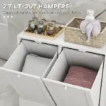 Kleankin Laundry Efficiency: White 2-Compartment Tilt-Out Hamper Storage Cabinet - Image 5