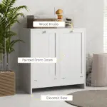 Kleankin Laundry Efficiency: White 2-Compartment Tilt-Out Hamper Storage Cabinet - Image 6