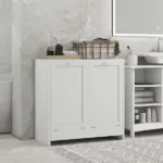 Kleankin Laundry Efficiency: White 2-Compartment Tilt-Out Hamper Storage Cabinet - Image 8