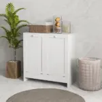 Kleankin Laundry Efficiency: White 2-Compartment Tilt-Out Hamper Storage Cabinet - Image 10
