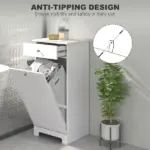 Laundry Hamper Cabinet, Laundry Cabinet with Tilt Out Laundry Basket and Drawer, White - Image 6