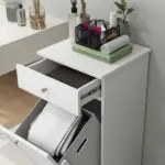 Laundry Hamper Cabinet, Laundry Cabinet with Tilt Out Laundry Basket and Drawer, White - Image 8