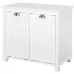 HOMCOM Laundry Organizer Freestanding Bathroom Cabinet 2 Tilt Out Hamper White - Image 11