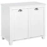 HOMCOM Laundry Organizer Freestanding Bathroom Cabinet 2 Tilt Out Hamper White