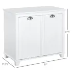 HOMCOM Laundry Organizer Freestanding Bathroom Cabinet 2 Tilt Out Hamper White - Image 3