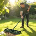Outsunny Lawn Leveling Rake, 30" x 10" Heavy-Duty Yard Leveling Rake with 66.5" Handle for Backyard, Golf Course - Image 2
