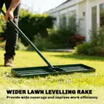 Outsunny 36 Inch Lawn Leveling Rake with 66.5 Inch Handle Green - Image 4