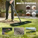 Outsunny 36 Inch Lawn Leveling Rake with 66.5 Inch Handle Green - Image 5