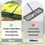 Outsunny 36 Inch Lawn Leveling Rake with 66.5 Inch Handle Green - Image 6
