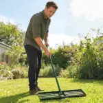 Outsunny 36 Inch Lawn Leveling Rake with 66.5 Inch Handle Green - Image 8