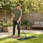 Outsunny 36 Inch Lawn Leveling Rake with 66.5 Inch Handle Green - Image 10