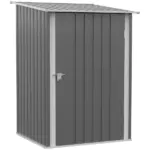 Lean-to Garden Storage Shed 3.3x3.4 ft Galvanized Steel with Lockable Door Gray
