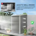 Lean-to Garden Storage Shed 3.3x3.4 ft Galvanized Steel with Lockable Door Gray - Image 6
