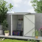 Lean-to Garden Storage Shed 3.3x3.4 ft Galvanized Steel with Lockable Door Gray - Image 10
