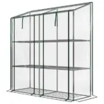 Outsunny Lean-to Greenhouse, Portable Greenhouse with 3 Tier Shelves, 2 Roll-Up Zippered Doors, 56.3" x 18.1" x 59.4", Clear