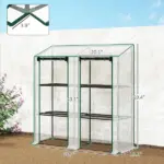 Outsunny Lean-to Greenhouse, Portable Greenhouse with 3 Tier Shelves, 2 Roll-Up Zippered Doors, 56.3" x 18.1" x 59.4", Clear - Image 3