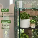 Outsunny Lean-to Greenhouse, Portable Greenhouse with 3 Tier Shelves, 2 Roll-Up Zippered Doors, 56.3" x 18.1" x 59.4", Clear - Image 4
