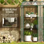 Outsunny Lean-to Greenhouse, Portable Greenhouse with 3 Tier Shelves, 2 Roll-Up Zippered Doors, 56.3" x 18.1" x 59.4", Clear - Image 5