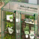 Outsunny Lean-to Greenhouse, Portable Greenhouse with 3 Tier Shelves, 2 Roll-Up Zippered Doors, 56.3" x 18.1" x 59.4", Clear - Image 6
