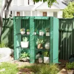 Outsunny Lean-to Greenhouse with 3 Tier Shelves, Portable Greenhouse with PE Cover, 2 Roll-Up Doors, 56.7" x 18.9" x 59.8", Green - Image 2