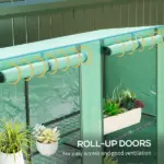 Outsunny Lean-to Greenhouse with 3 Tier Shelves, Portable Greenhouse with PE Cover, 2 Roll-Up Doors, 56.7" x 18.9" x 59.8", Green - Image 6